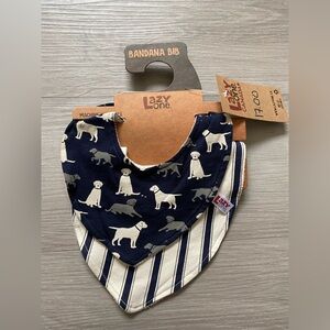 Lazy One Kids Bandana Bib - Navy and White